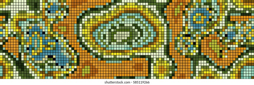 Abstract mosaic pattern formed by squares of different colors. Vector illustration in pixel art style. Suitable for use as a background of the website header