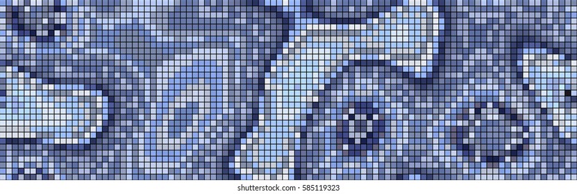 Abstract mosaic pattern formed by squares of different colors. Vector illustration in pixel art style. Suitable for use as a background of the website header