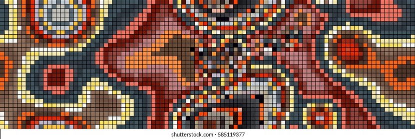 Abstract mosaic pattern formed by squares of different colors. Vector illustration in pixel art style. Suitable for use as a background of the website header