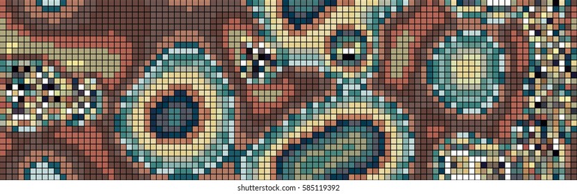 Abstract mosaic pattern formed by squares of different colors. Vector illustration in pixel art style. Suitable for use as a background of the website header
