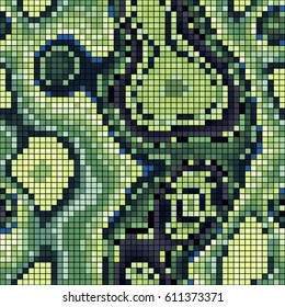 Abstract mosaic pattern formed by squares of different colors. Vector illustration in pixel art style