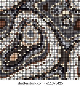 Abstract mosaic pattern formed by squares of different colors. Vector illustration in pixel art style