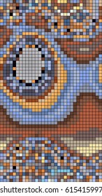 Abstract mosaic pattern formed by squares of different colors. Vector illustration in pixel art style