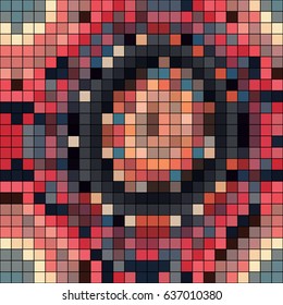 Abstract mosaic pattern formed by squares of different colors. Vector illustration in pixel art style