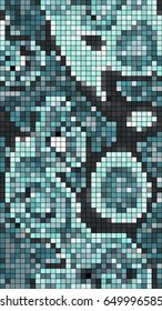 Abstract mosaic pattern formed by squares of different colors. Vector illustration in pixel art style