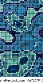 Abstract mosaic pattern formed by squares of different colors. Vector illustration in pixel art style