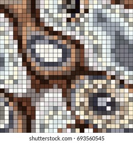 Abstract mosaic pattern formed by squares of different colors. Vector illustration in pixel art style