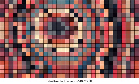 Abstract mosaic pattern formed by squares of different colors. Vector illustration in pixel art style. Colorful geometrical background