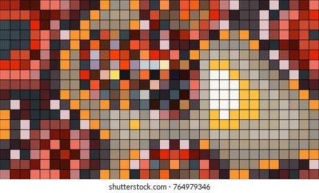 Abstract mosaic pattern formed by squares of different colors. Vector illustration in pixel art style. Colorful geometrical background