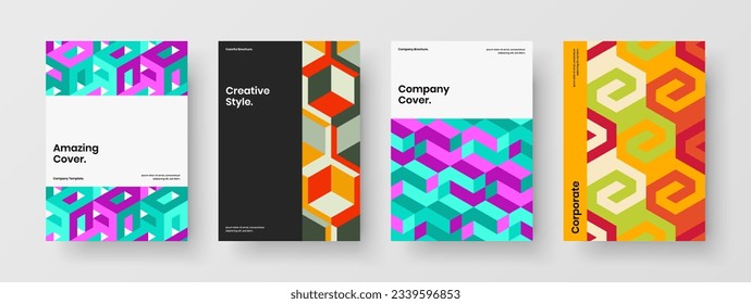 Abstract mosaic pattern front page concept collection. Fresh banner vector design template composition.