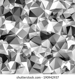 Abstract mosaic pattern of geometric shapes in vector. Black and white background.