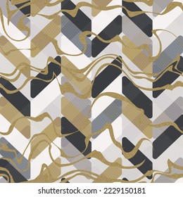 Patrón de mosaico abstracto con líneas de oro