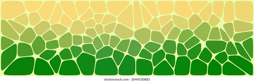 Abstract mosaic pattern with gradient shades of green to yellow, creating a nature-inspired, organic, and artistic background design.

