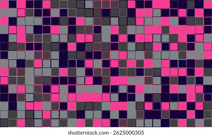 Abstract mosaic pattern in pink, gray, and dark purple.  Ideal for backgrounds, website design, or presentations needing a modern, geometric, and subtly chaotic aesthetic.