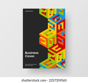 Abstract mosaic pattern poster illustration. Simple booklet design vector template.