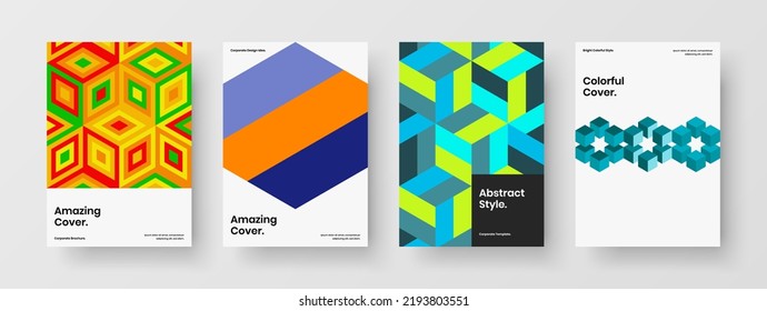 Resumen de la colección de ilustraciones de presentación de mosaicos. Conjunto único de plantillas de vector de diseño de postal A4.
