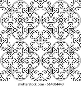 Abstract mosaic pattern. Regular ornament of geometric elements. Seamless vector tile texture pattern in east, damascus, Islamic style.
