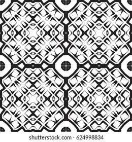 Abstract mosaic pattern. Regular ornament of geometric elements. Strict structure of squares. Seamless vector tile texture pattern in east, damascus, Islamic style.