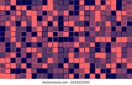 Abstract mosaic pattern in vibrant coral and navy blue.  Perfect for backgrounds, website design, or textile prints. This geometric design evokes feelings of technology, energy, and modern art.
