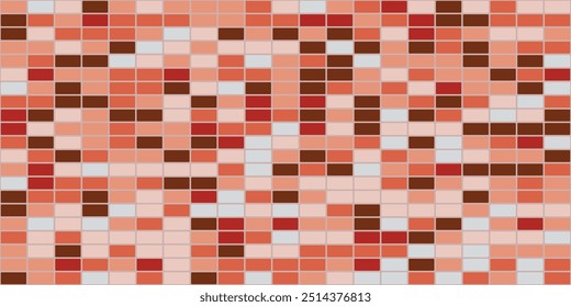 Patrón de mosaico Abstractas con tonos cálidos de rojo, marrón y melocotón, formando una cuadrícula de azulejos rectangulares.