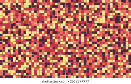 Abstract mosaic pattern. Warmtoned, pixelated texture with red, orange, and beige squares. Ideal for backgrounds, website design, or textile prints.