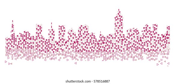 Abstract mosaic pink cityscape
vector city silhouette outline illustration