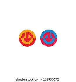abstract mosaic power button geometric logo vector