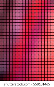 Abstract mosaic red background with square tiles over black, vertical format.