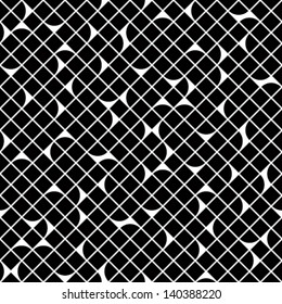 Abstract mosaic retro seamless pattern, trendy and stylish tiles vector background in black and white. 