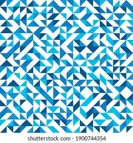 Abstract mosaic of right triangles. Blue right triangles scattered on white background. Abstract seamless vector pattern. Modern decorative wrapping paper.