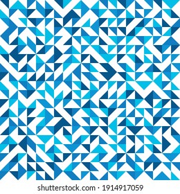 Abstract mosaic of right triangles. Blue right triangles scattered on white background. Abstract seamless vector pattern. Modern decorative wrapping paper.