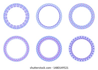 Abstract mosaic round border set - circular polygonal vector elements from triangles