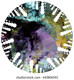 Abstract mosaic round label. Copy space. Vector clip art.
