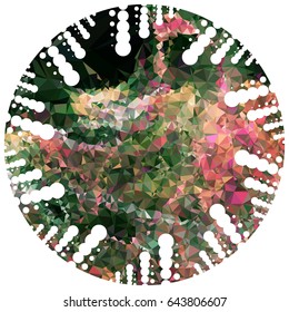 Abstract mosaic round label. Copy space. Vector clip art.