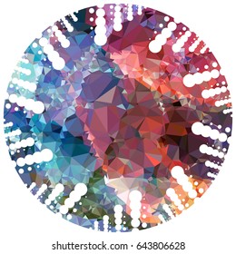 Abstract mosaic round label. Copy space. Vector clip art.