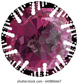 Abstract mosaic round label. Copy space. Vector clip art.