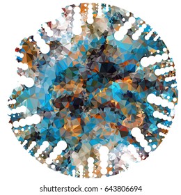 Abstract mosaic round label. Copy space. Vector clip art.