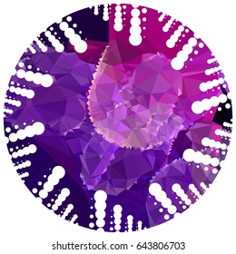 Abstract mosaic round label. Copy space. Vector clip art.