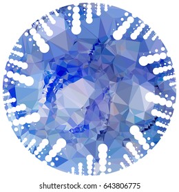 Abstract mosaic round label. Copy space. Vector clip art.