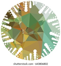 Abstract mosaic round label. Copy space. Vector clip art.