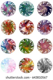 Abstract mosaic round label. Copy space. Vector clip art.