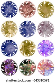 Abstract mosaic round label. Copy space. Vector clip art.