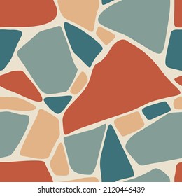 Abstract mosaic seamless pattern. Cracked ceramic tile texture. Geometric broken polygonal ornament. Stone wall background.