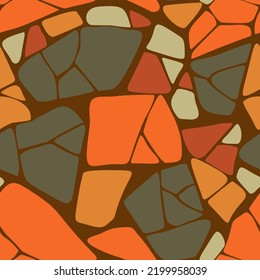 Resumen de mosaico sin costuras. Tejido cerámico raqueado. Ornamento poligonal geométrico roto. Fondo de pared de piedra.