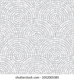 Abstract mosaic seamless pattern. Fragments of a circle laid out from tiles trencadis. Vector background.