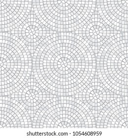 Abstract mosaic seamless pattern. Fragments of a circle laid out from tiles trencadis. Vector background.