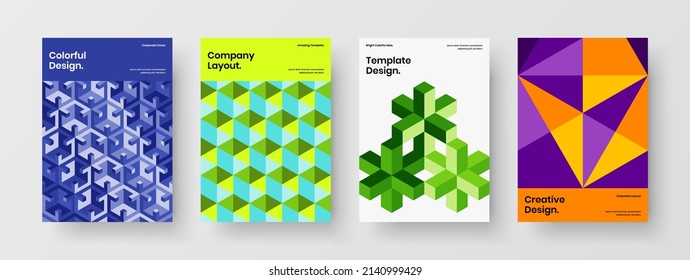 Abstract mosaic shapes corporate cover template set. Creative handbill A4 vector design concept composition.