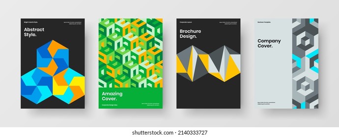 Resumen de la colección de conceptos de volante de formas mosaicas. Composición de diseño de vectores de portada de catálogo premium.