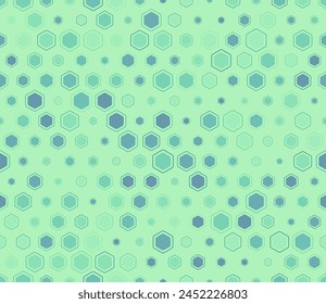 Abstract mosaic shapes geometric background. Multicolored geometric elements of varied size. Rounded hexagons mosaic pattern with inner solid cells. Hexagon cells. Tileable pattern.