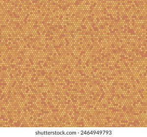 Abstract mosaic shapes geometric background. Orange color tones gradients. Plain hexagon frames. Small hexagon shapes. Seamless pattern. Tileable vector illustration.